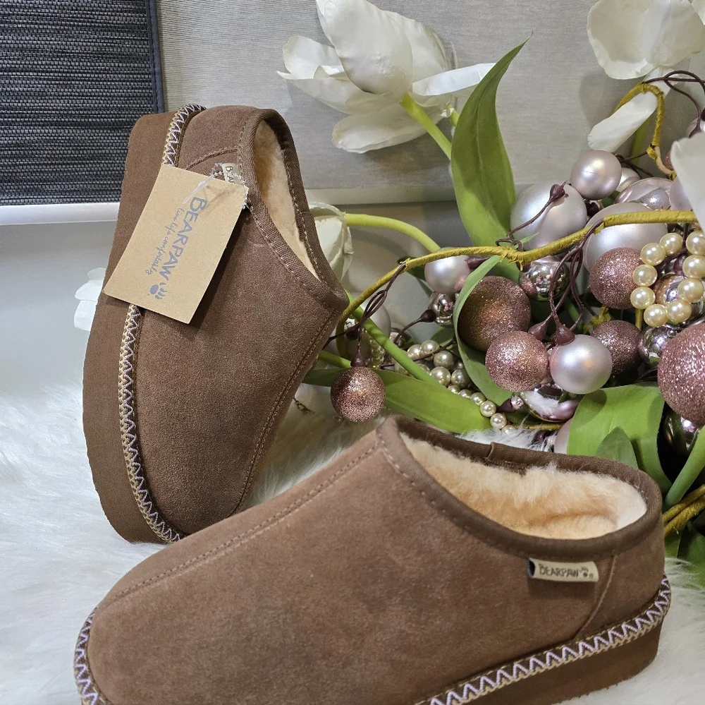 Bearpaw Tabitha Women's suede Brown slippers Size10 New - Picture 2 of 4